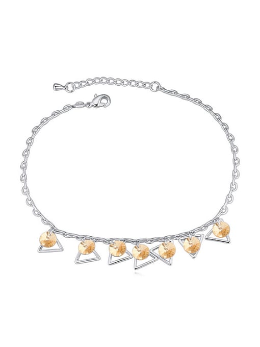 yellow Simple Hollow Triangles Shiny austrian Crystals Alloy Anklet