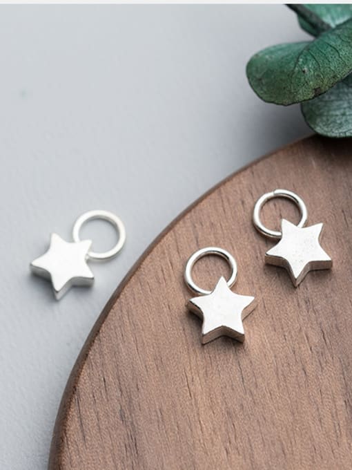 FAN 925 Sterling Silver With Silver Plated Simplistic Star Charms 2