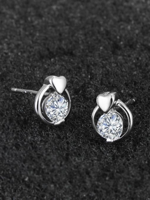 SANTIAGO Little 925 Sterling Silver Cubic Zircon Stud Earrings 1