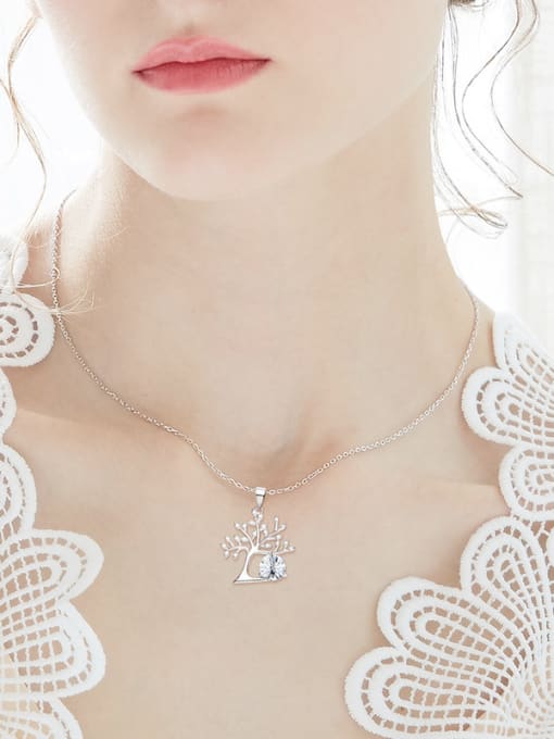 CEIDAI Personalized Cubic austrian Crystal Tree 925 Silver Necklace 1
