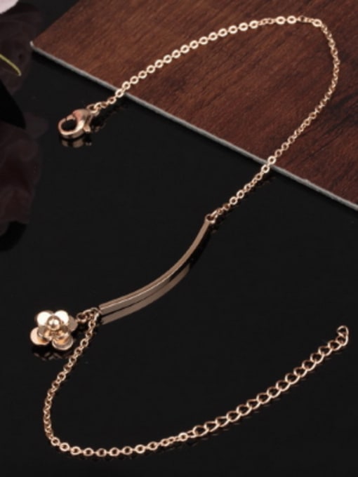 Open Sky Simple Rose Gold Plated Flower Titanium Anklet 2