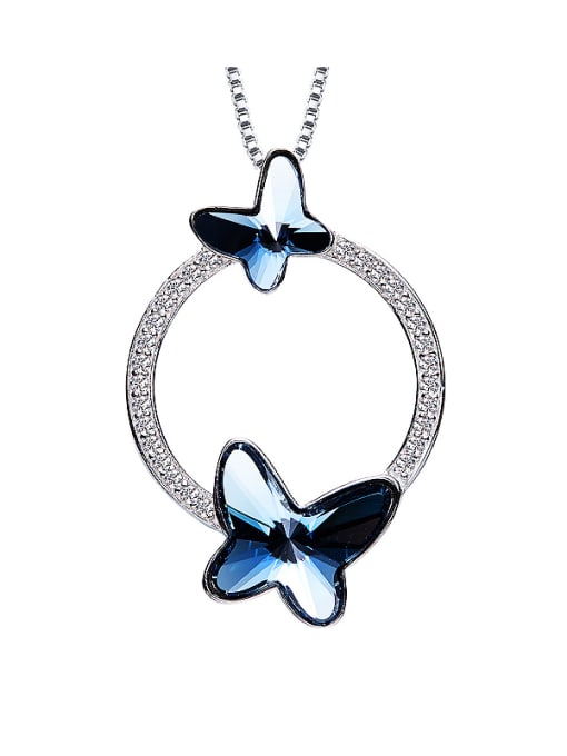 Blue Butterfly Shaped Crystal Necklace