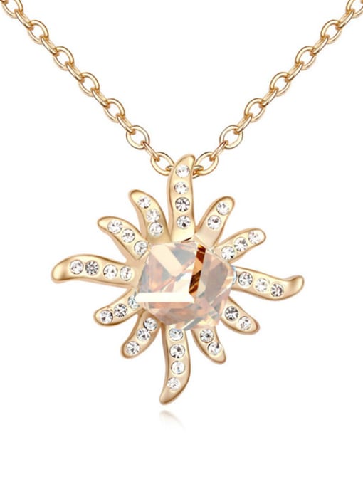 QIANZI Fashion Cubic austrian Crystals Flowery Pendant Alloy Necklace 2