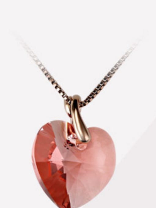 Rose gold,Pink Fashion Austria Crystal Heart Shaped Female Necklace