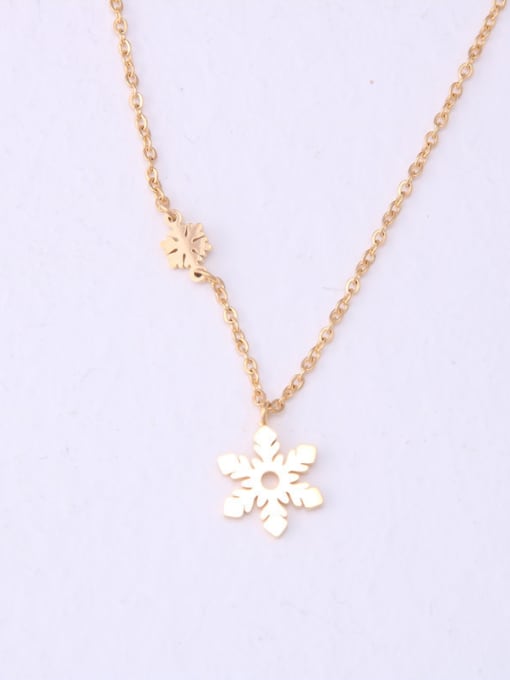 GROSE Titanium With Gold Plated Simplistic Snowflake Necklaces 2