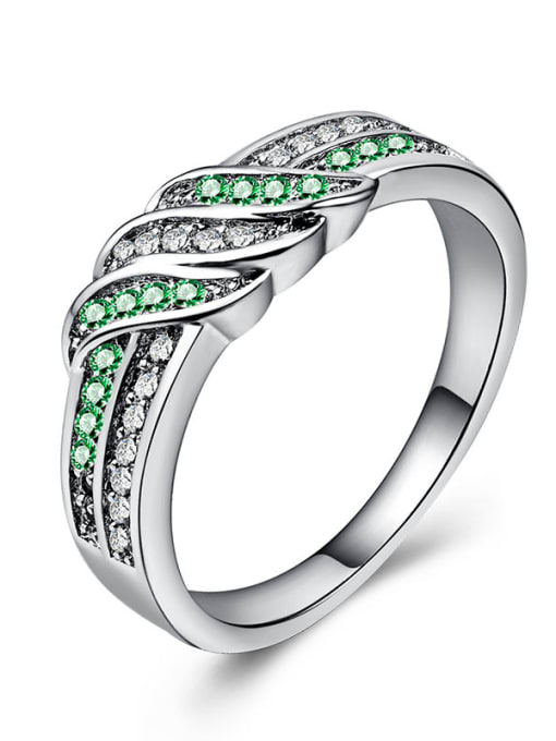 Emerald Copper With  Cubic Zirconia  Personality Irregular Band Rings