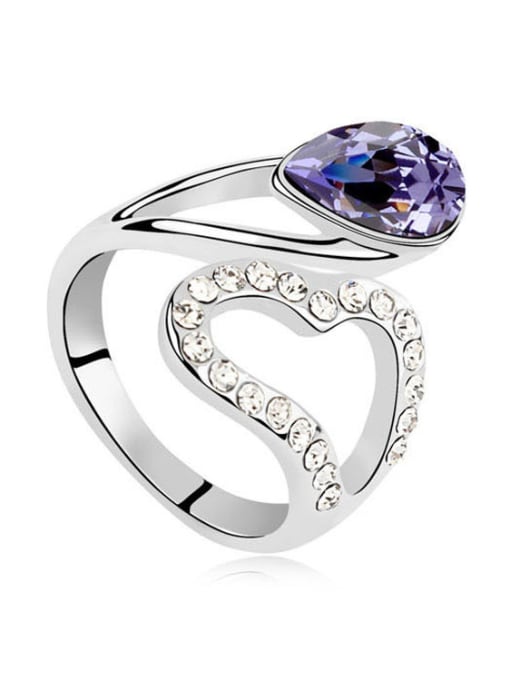 purple Fashion Cubic Water Drop austrian Crystals Alloy Ring