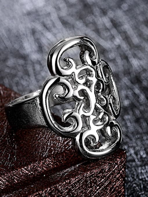 Ronaldo Pun Style Hollow Flower Shaped Titanium Ring 1