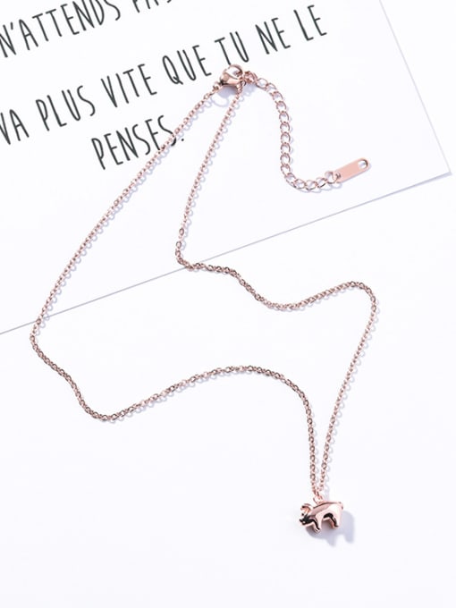 D Necklace Titanium steel With Rose Gold Plated Cute Animal Pig Red rope Bracelets