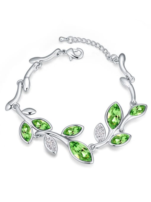 green Fashion Leaves austrian Crystals Alloy Bracelet