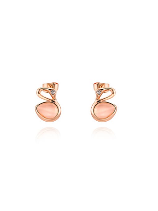rose gold Exquisite Swan Shaped Opal Stone Stud Earrings