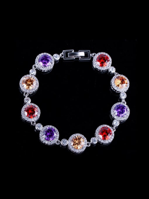 colour Copper inlaid AAA zircons concentric Bracelet