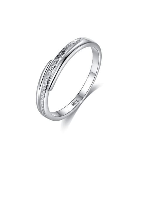 CCUI 925 Sterling Silver With Platinum Plated Simplistic Line Band Rings 0