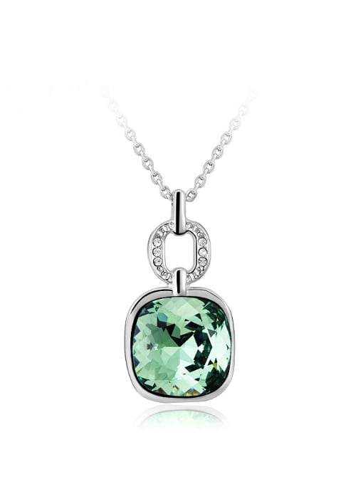 Platinum ,Green 18K White Gold Geometric Shaped Austria Crystal Necklace