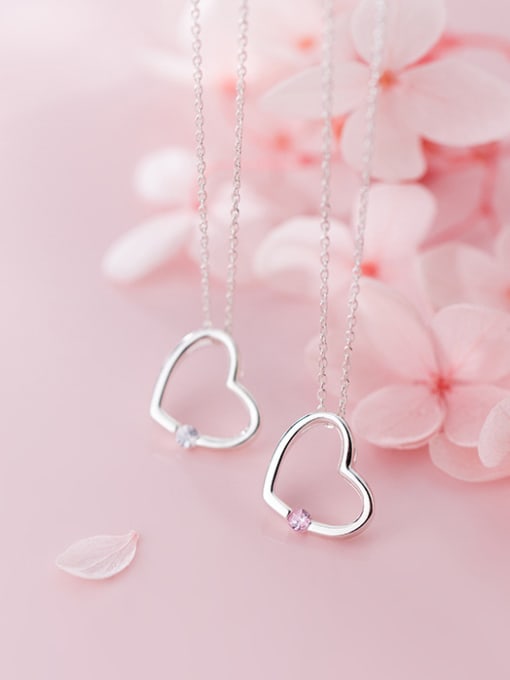 Rosh 925 Sterling Silver With Silver Plated Simplistic Heart Necklaces 3