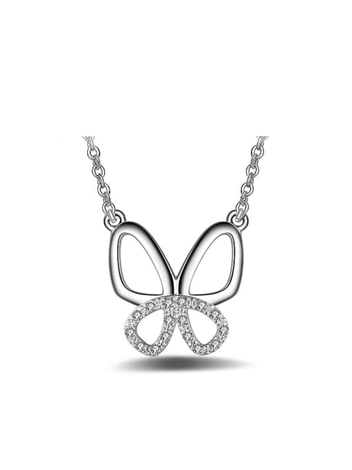 Ya Heng Simple Hollow Butterfly Cubic Zirconias Copper Necklace 0