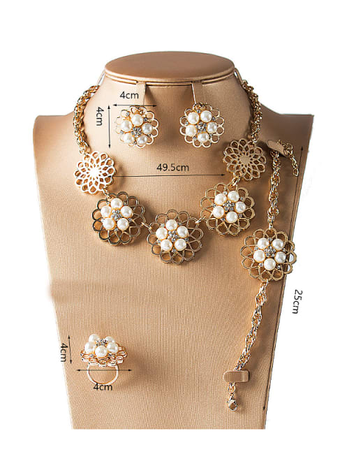 Lan Fu 2018 Flower Artificial Pearl Four Pieces Jewelry Set 3