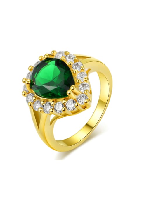 Green   7# Water Drop Delicate Noble Fashion Ring with Zircon
