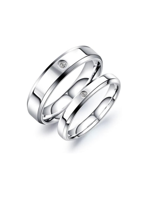Open Sky Titanium With White Gold Plated Simplistic Round Band Rings 0