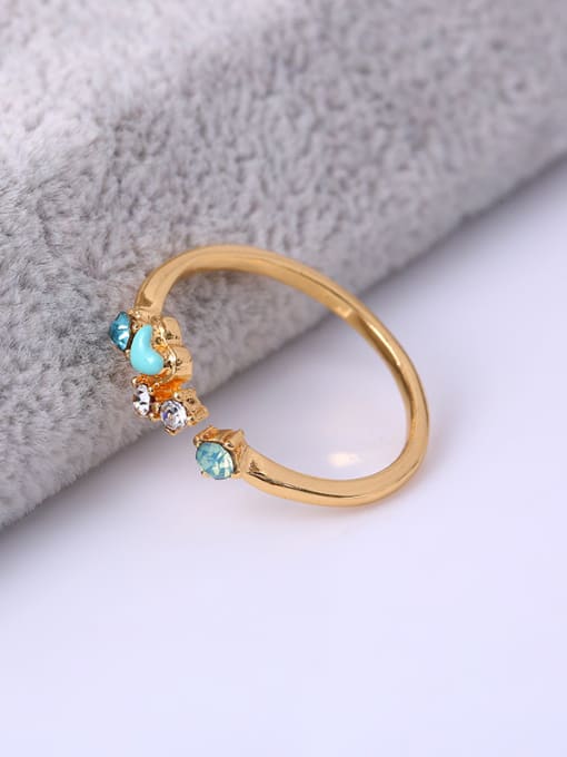 golden Exquisite Open Design Colorful Zircon Ring