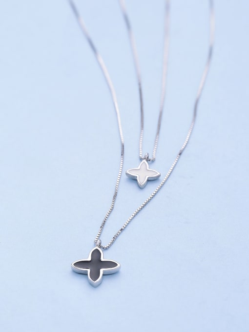 One Silver Double Chain Star Necklace 3