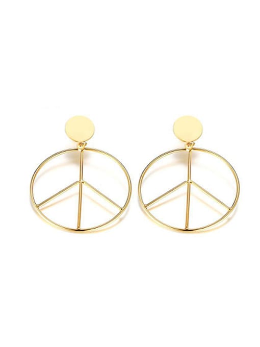 CONG Trendy Gold Plated Geometric Shaped Titanium Drop Earrings 0