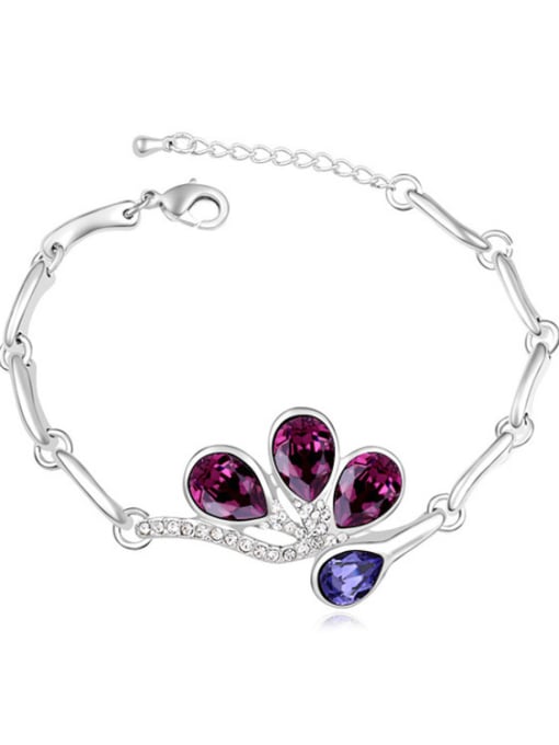 Purple Fashion Water Drop shaped austrian Crystals Alloy Bracelet