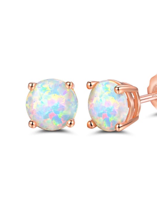UNIENO Small Exquisite Rose Gold Plated Opal Stud Earrings 0