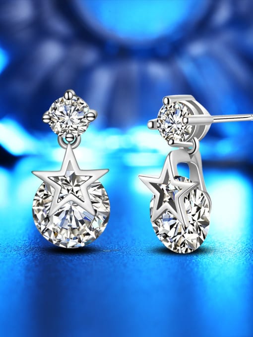 Platinum Plating Elegant Exquisite Star Zircons Fashion Drop Earrings