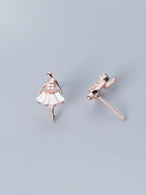 Rosh 925 Sterling Silver With Rose Gold Plated Cute Angel Stud Earrings 4