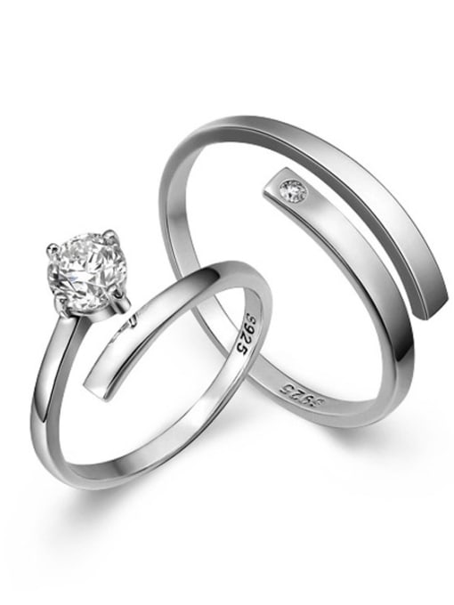 Interwoven with love, open to abstinence 925 Sterling Silver With Cubic Zirconia Simplistic  loves  Band Rings