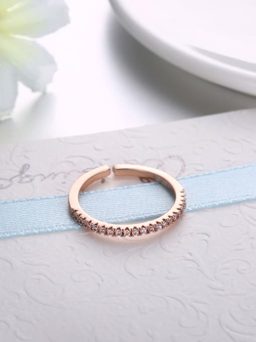 OUXI Women Rose Gold Zircon Ring 2