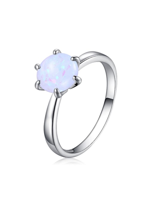 RANSSI Simple Cubic Opal Stone Copper Ring 0