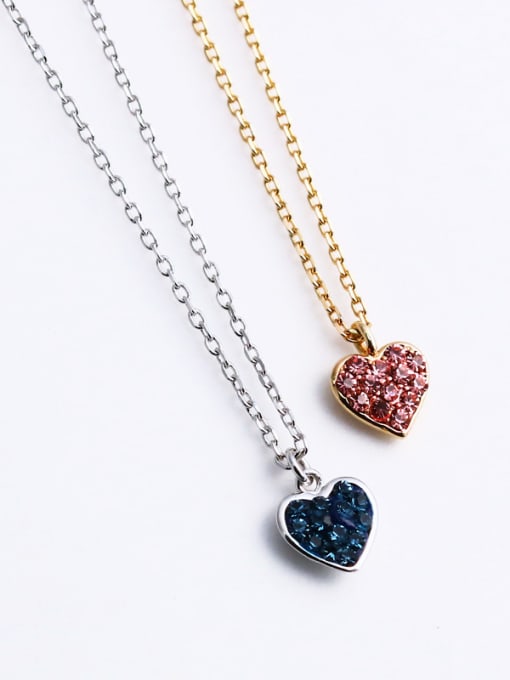 Dan 925 Sterling Silver With  Cubic Zirconia Cute Heart Locket Necklace 2