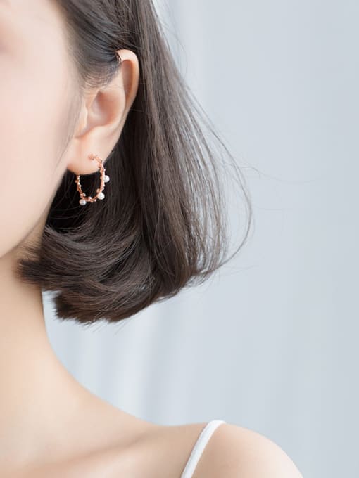Rosh Japanese style simple branches tweezers sweet imitation pearls earrings 1