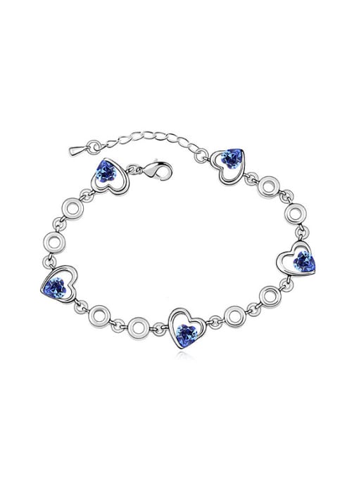 royal blue Simple Heart austrian Crystals Alloy Bracelet