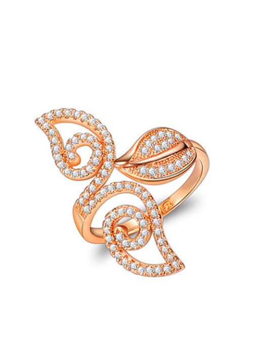 rose gold Open Design Rose Gold Plated Flower Zircon Ring