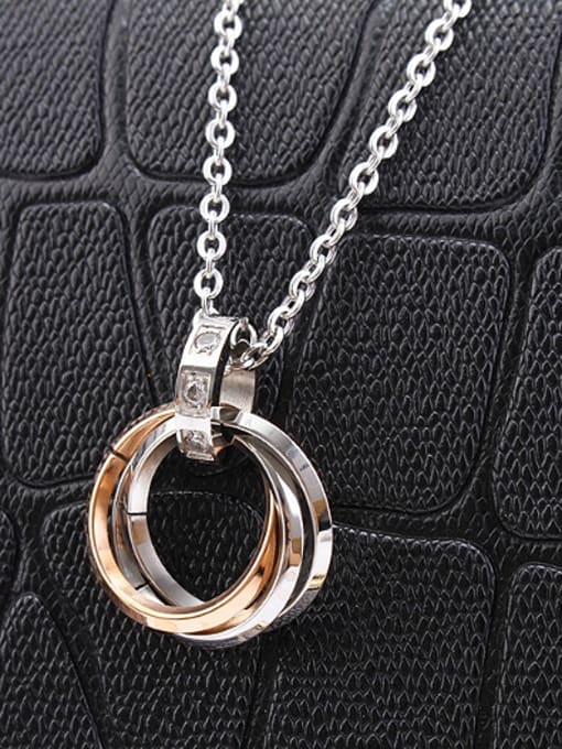 RANSSI Simple Three Rings Lovers Necklace 1