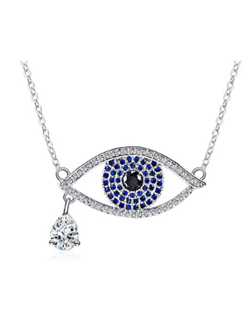 Blue Copper AAA Zircon Rhinestones Eye-shaped Necklace