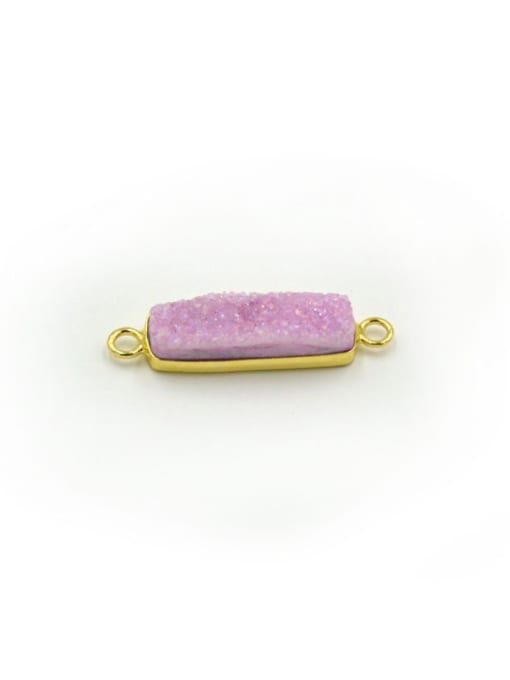Pink Simple Rectangular Natural Crystal Gold Plated Pendant