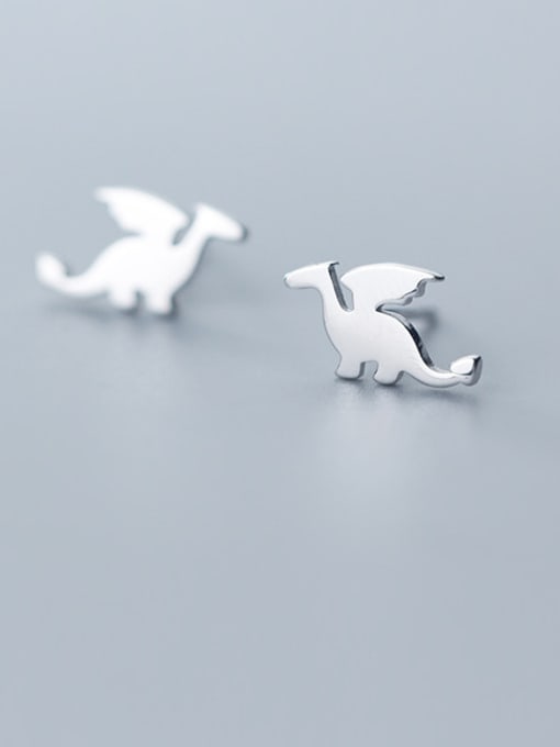 Rosh 925 Sterling Silver With Silver Plated Cute Dragon Stud Earrings 1
