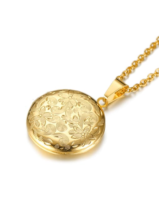 CONG Stainless Steel With Gold Plated Simplistic Round Pattern Necklaces 3