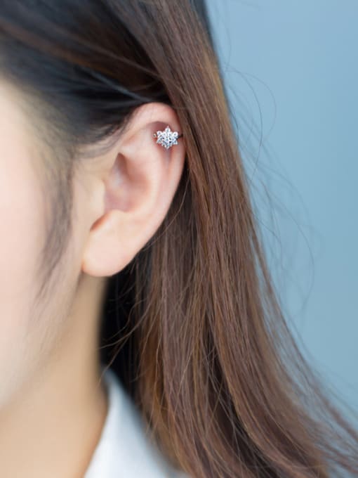 Rosh S925 sliver snowflake zircon clip clip on earring 1