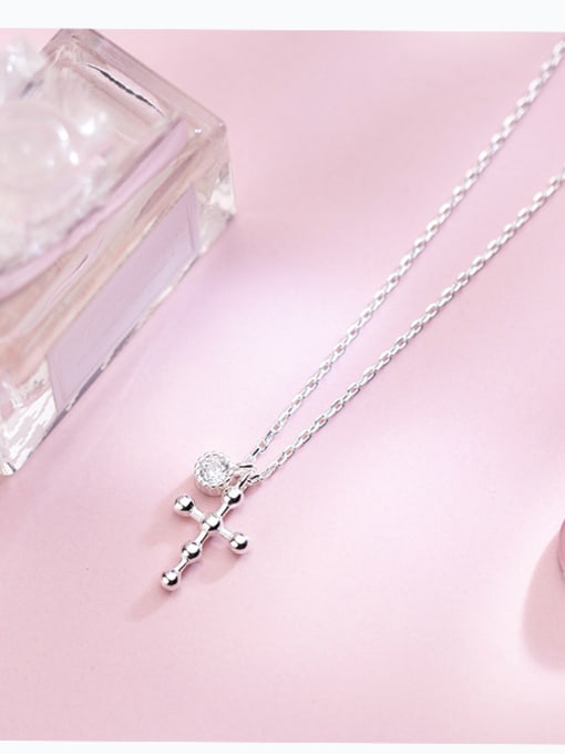 Rosh Sterling Silver Cross Zricon Necklace Chain 1