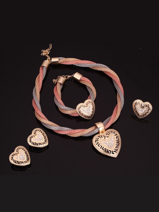 BESTIE 2018 Alloy Imitation-gold Plated Fashion Heart-shaped Four Pieces Jewelry Set 1