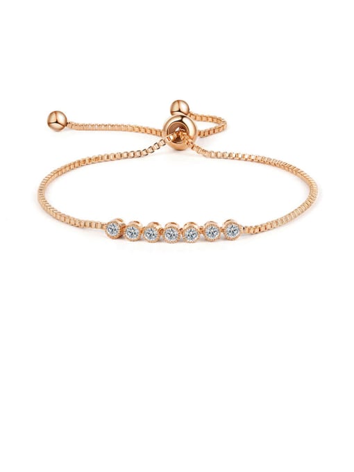 Rose Gold Copper With  Cubic Zirconia  Simplistic Round adjustable Bracelets