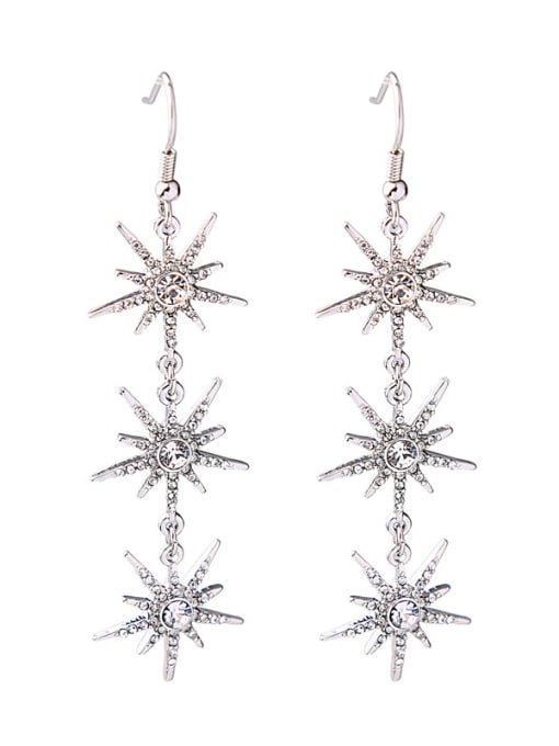 KM Sparking Star Shaped Rhinestones Alloy Drop Earrings 0