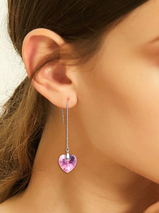CEIDAI Simple Heart shaped austrian Crystal Line Earrings 1