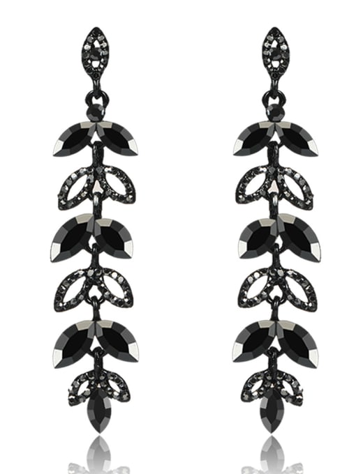 BSL Stainless Steel With Inserted drill  Luxury Leaf Earrings 0