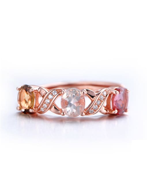 Deli Rose Gold Plated Colorful Gemstones Ring 1